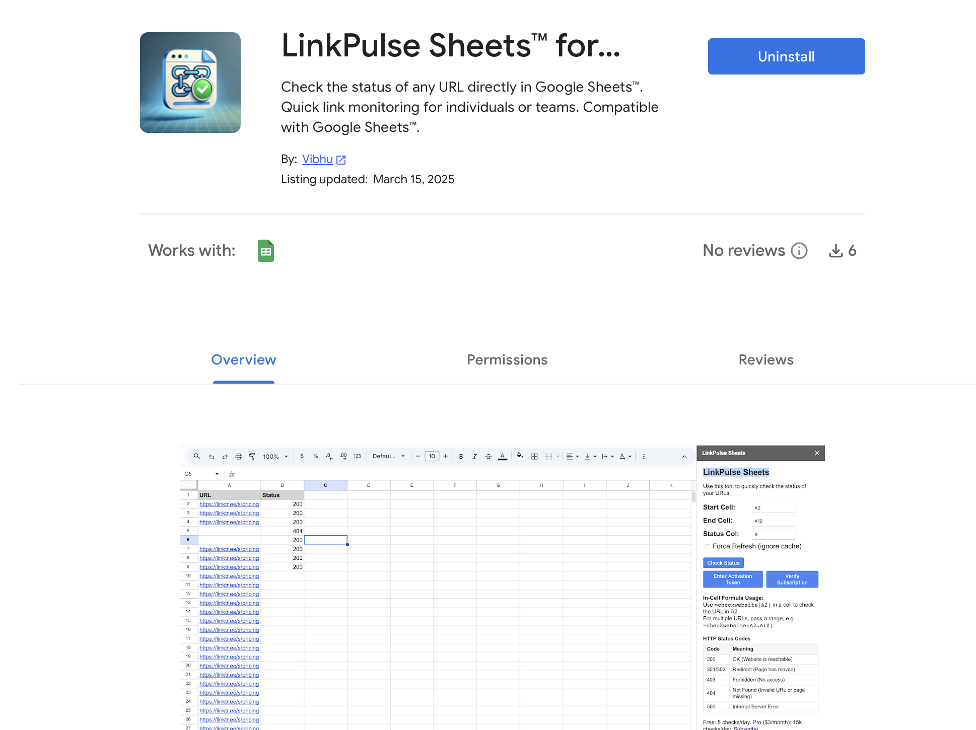 LinkPulse Sheets screenshot